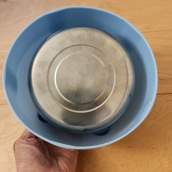 Cat Kitty Medium size Feeding Bowl Blue 2 pieces USED - Picture 3 of 9